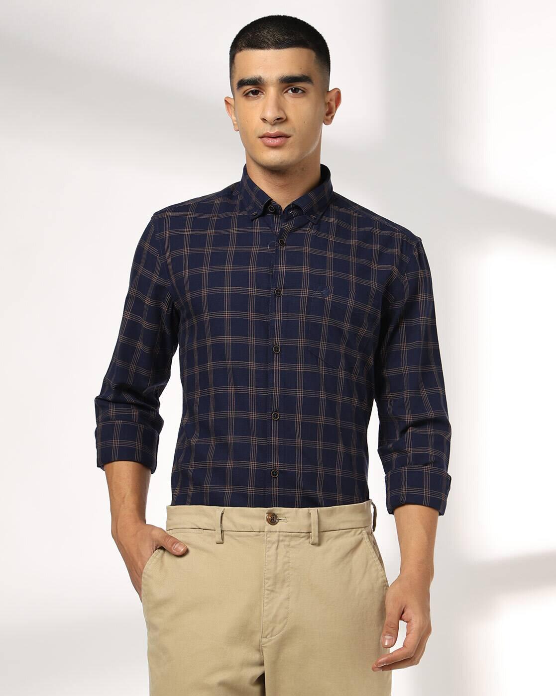 NETPLAY | Men Checked Slim Fit Shirt with Patch Pocket|0