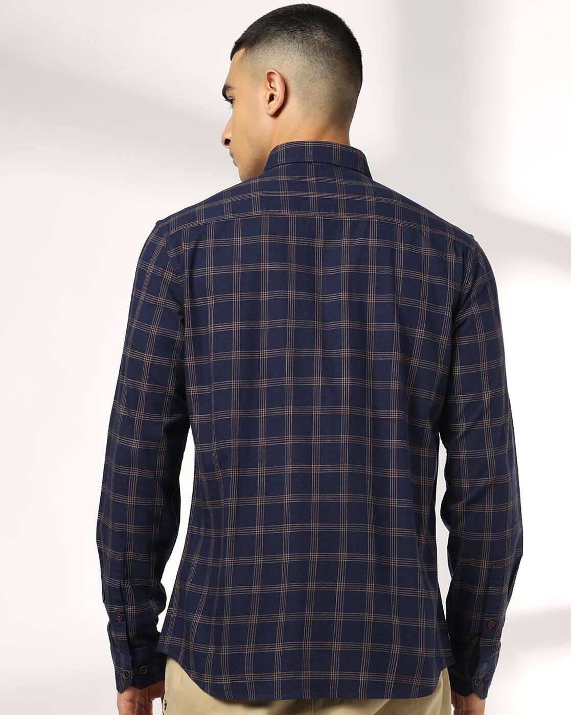 NETPLAY | Men Checked Slim Fit Shirt with Patch Pocket|2