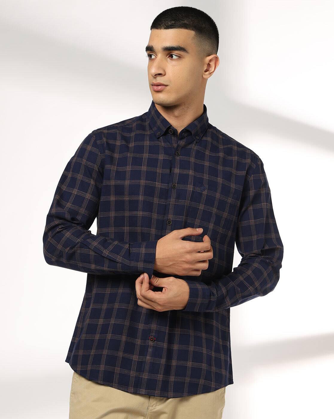NETPLAY | Men Checked Slim Fit Shirt with Patch Pocket|3