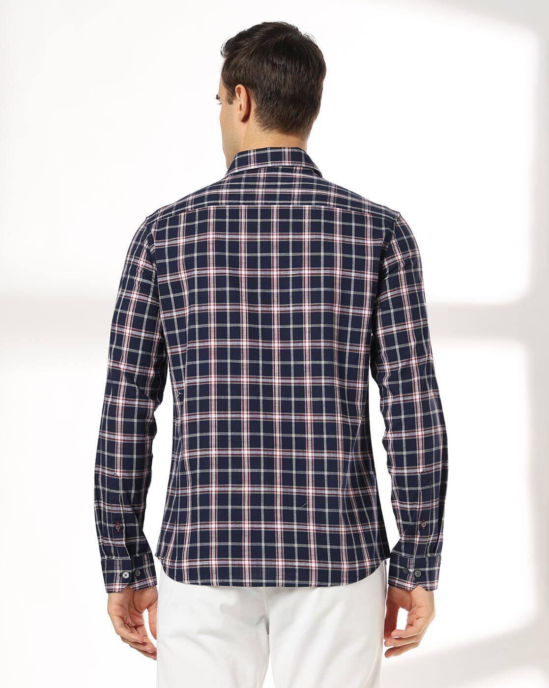 NETPLAY | Men Checked Slim Fit Shirt with Patch Pocket|3