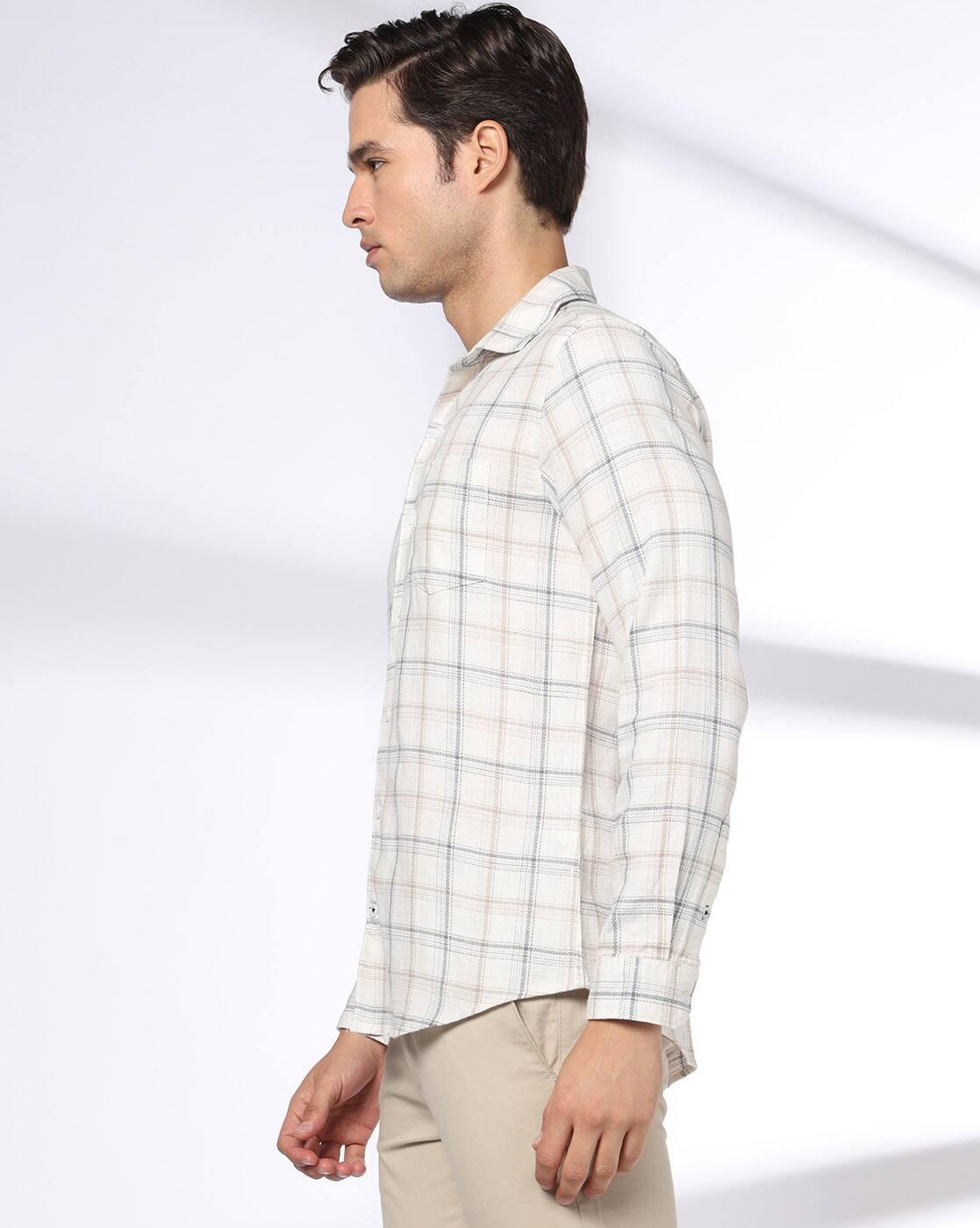 NETPLAY | Men Checked Slim Fit Shirt with Patch Pocket|1