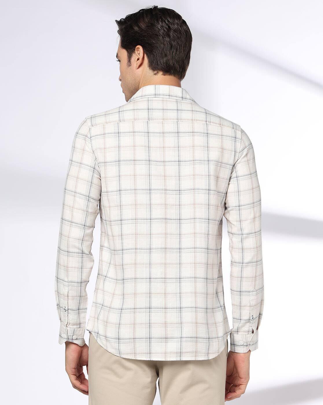 NETPLAY | Men Checked Slim Fit Shirt with Patch Pocket|2