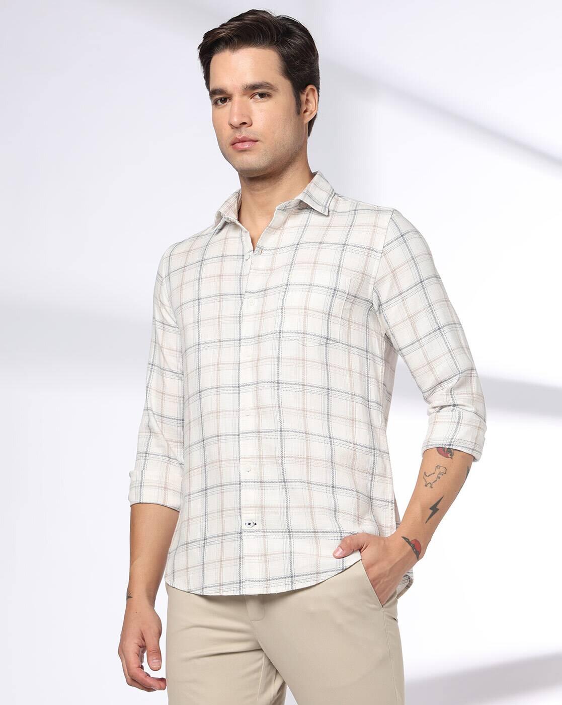 NETPLAY | Men Checked Slim Fit Shirt with Patch Pocket|4
