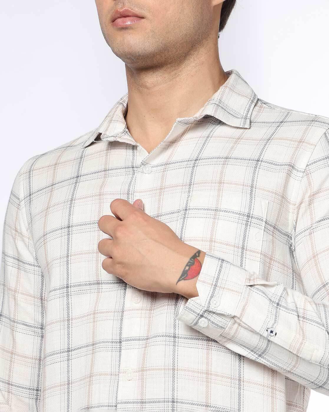 NETPLAY | Men Checked Slim Fit Shirt with Patch Pocket|5