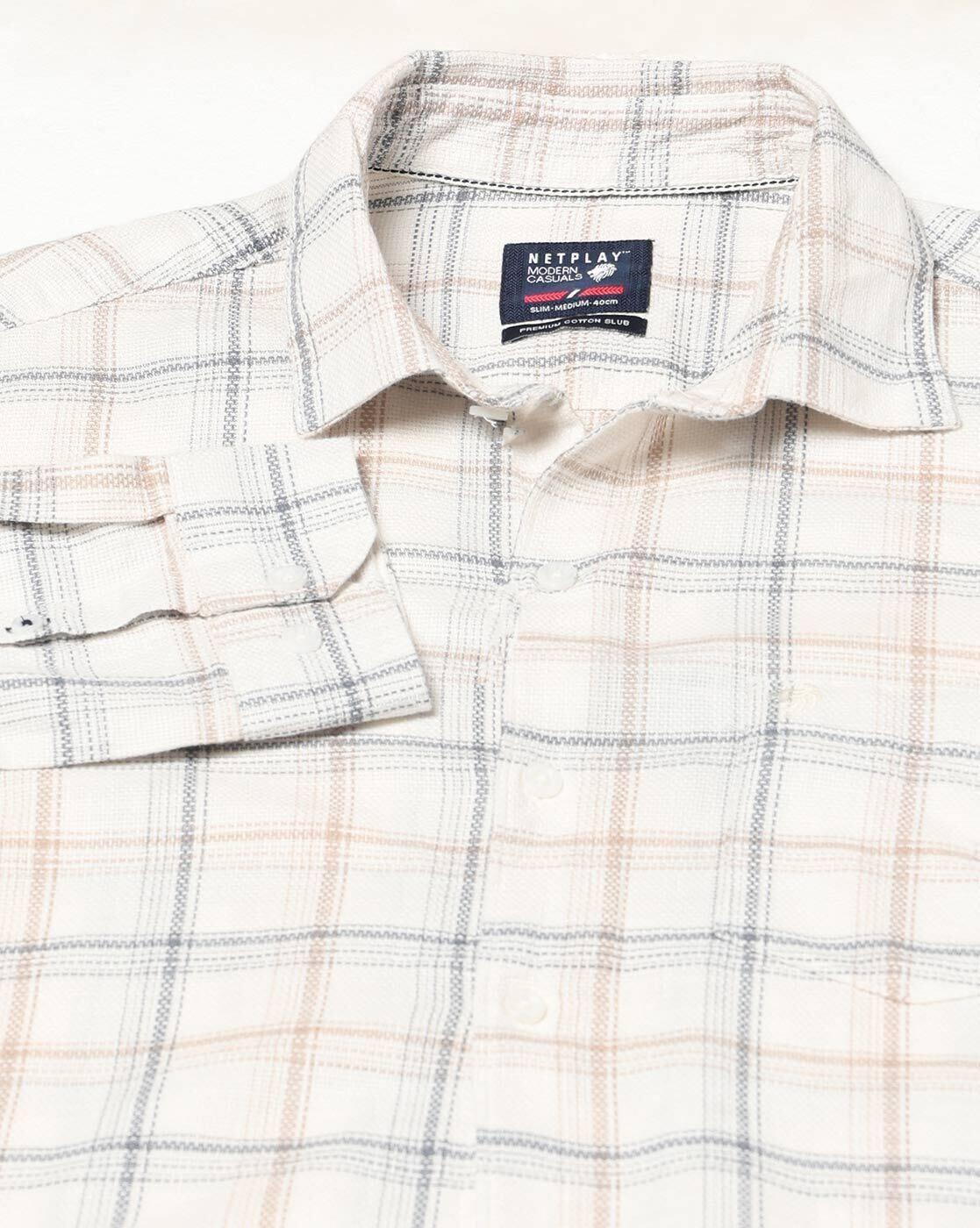 NETPLAY | Men Checked Slim Fit Shirt with Patch Pocket|6