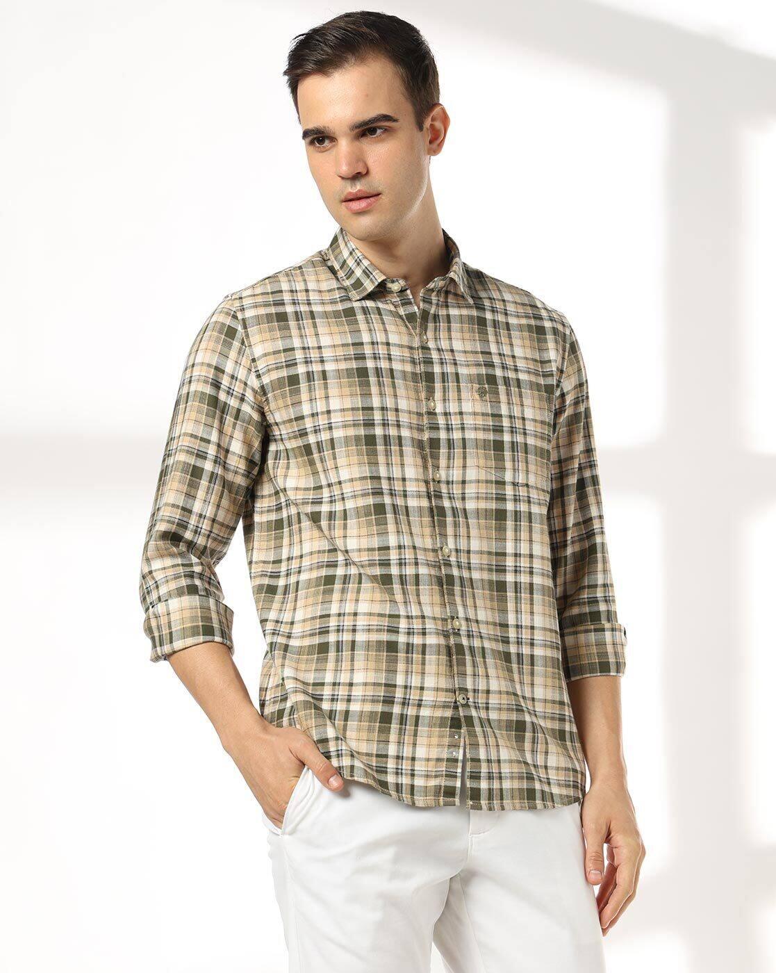 NETPLAY | Men Checked Slim Fit Shirt with Patch Pocket|1