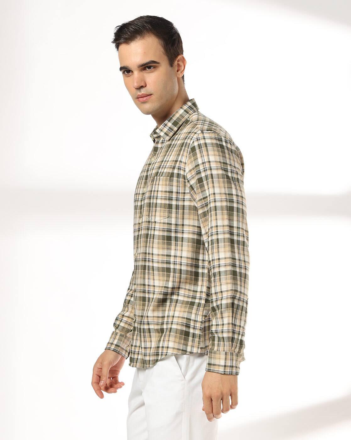 NETPLAY | Men Checked Slim Fit Shirt with Patch Pocket|2