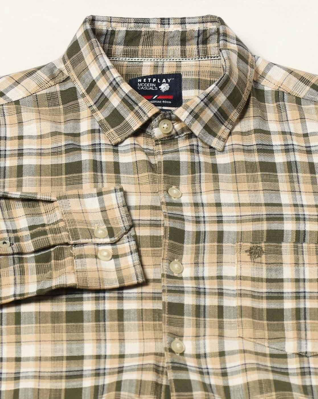 NETPLAY | Men Checked Slim Fit Shirt with Patch Pocket|6