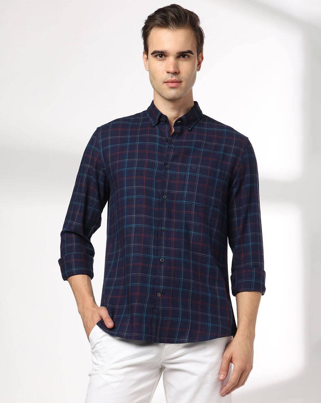 NETPLAY | Men Checked Slim Fit Shirt with Patch Pocket|1