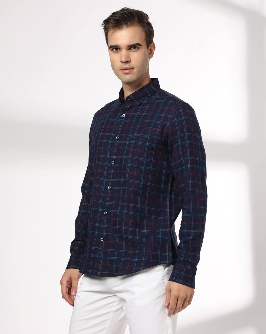 NETPLAY | Men Checked Slim Fit Shirt with Patch Pocket|2