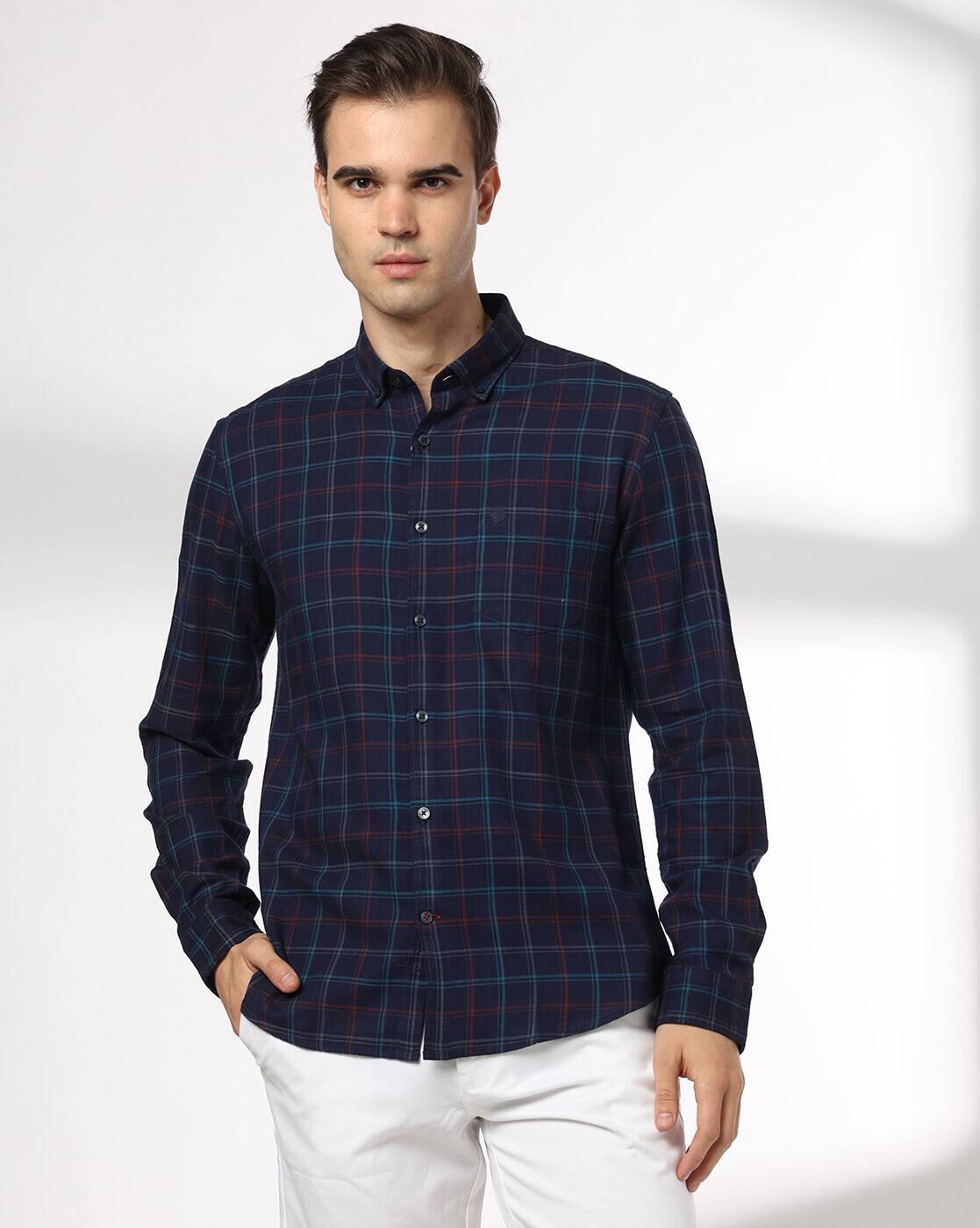 NETPLAY | Men Checked Slim Fit Shirt with Patch Pocket|4