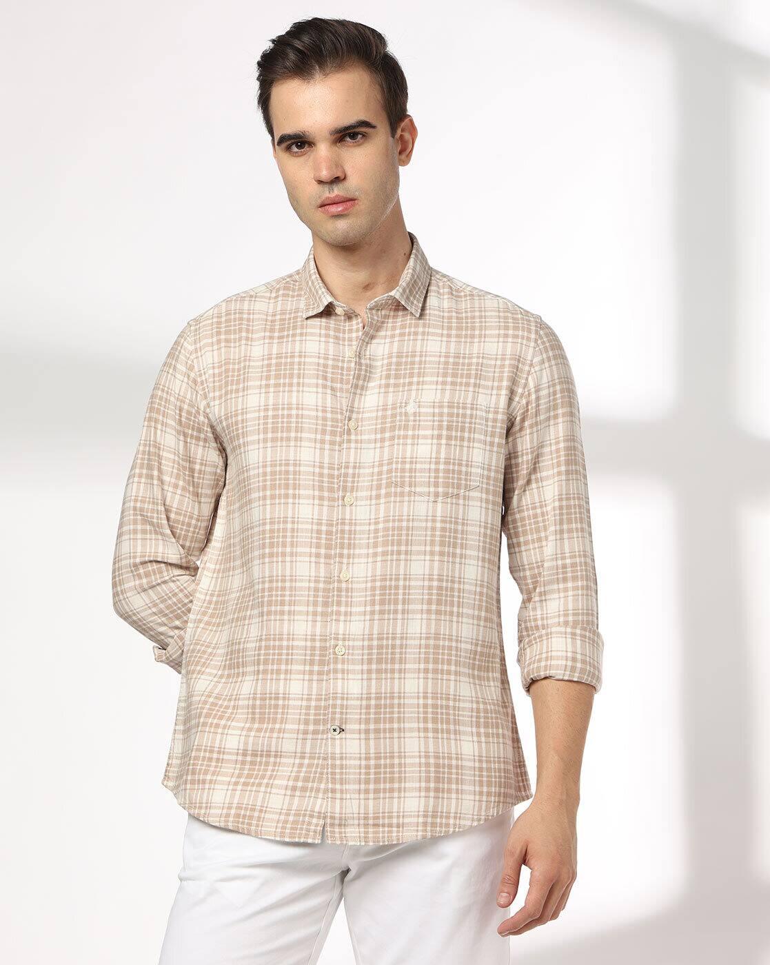 NETPLAY | Men Checked Slim Fit Shirt with Patch Pocket|1