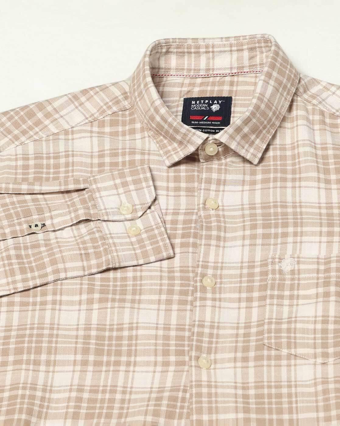 NETPLAY | Men Checked Slim Fit Shirt with Patch Pocket|6