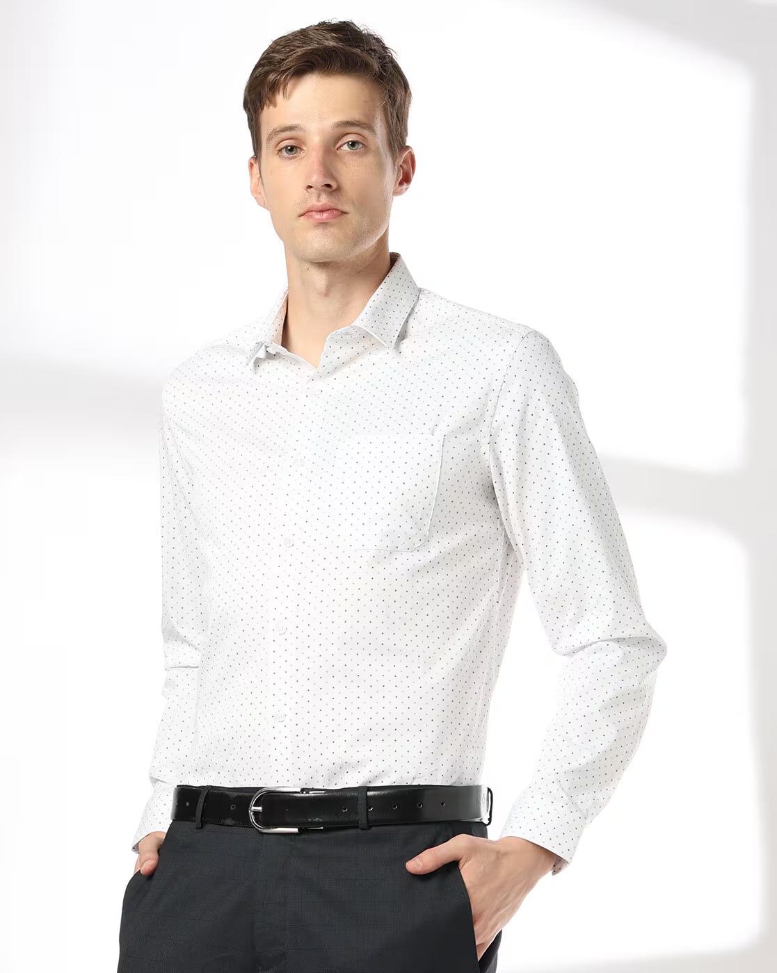 NETPLAY | Men Micro Print Slim Fit Shirt with Patch Pocket|0