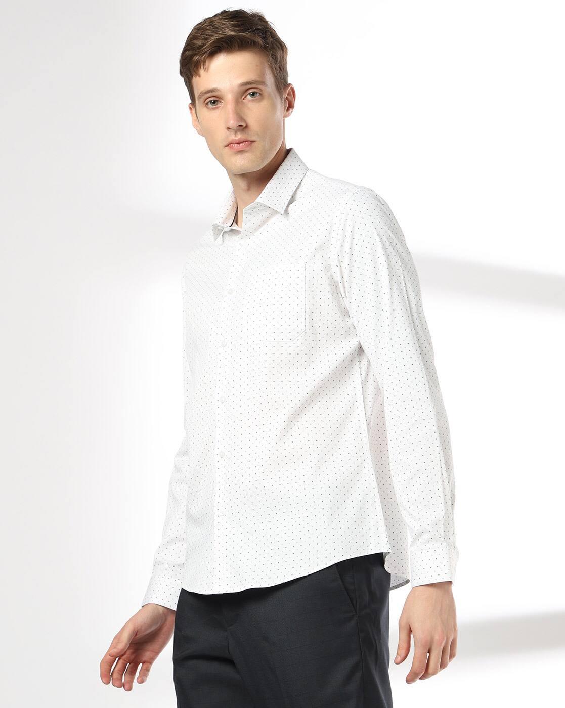 NETPLAY | Men Micro Print Slim Fit Shirt with Patch Pocket|1