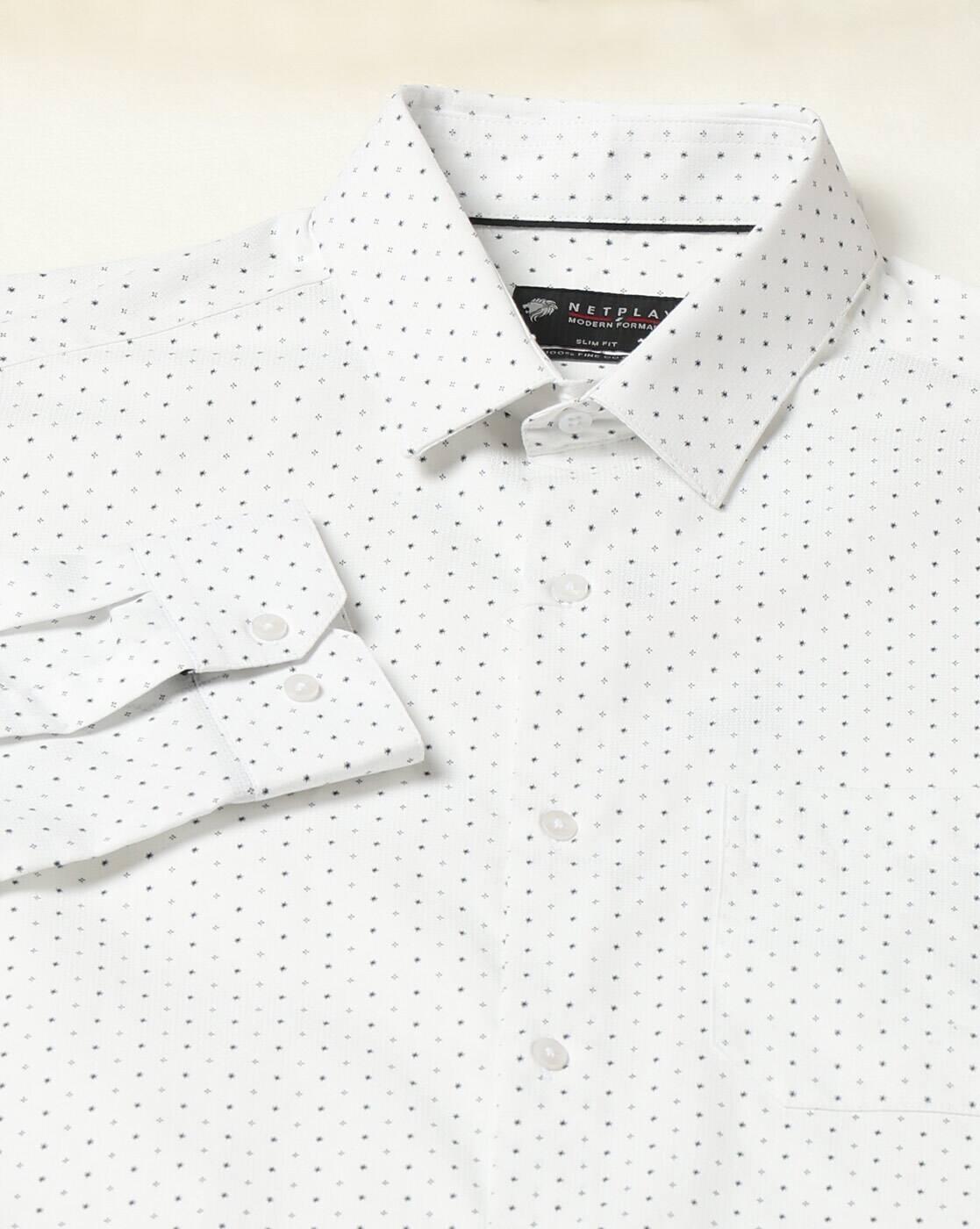 NETPLAY | Men Micro Print Slim Fit Shirt with Patch Pocket|5