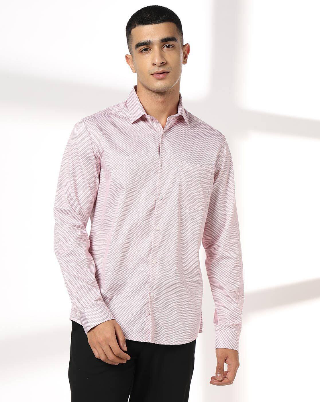 NETPLAY | Men Micro Print Slim Fit Shirt with Patch Pocket|1
