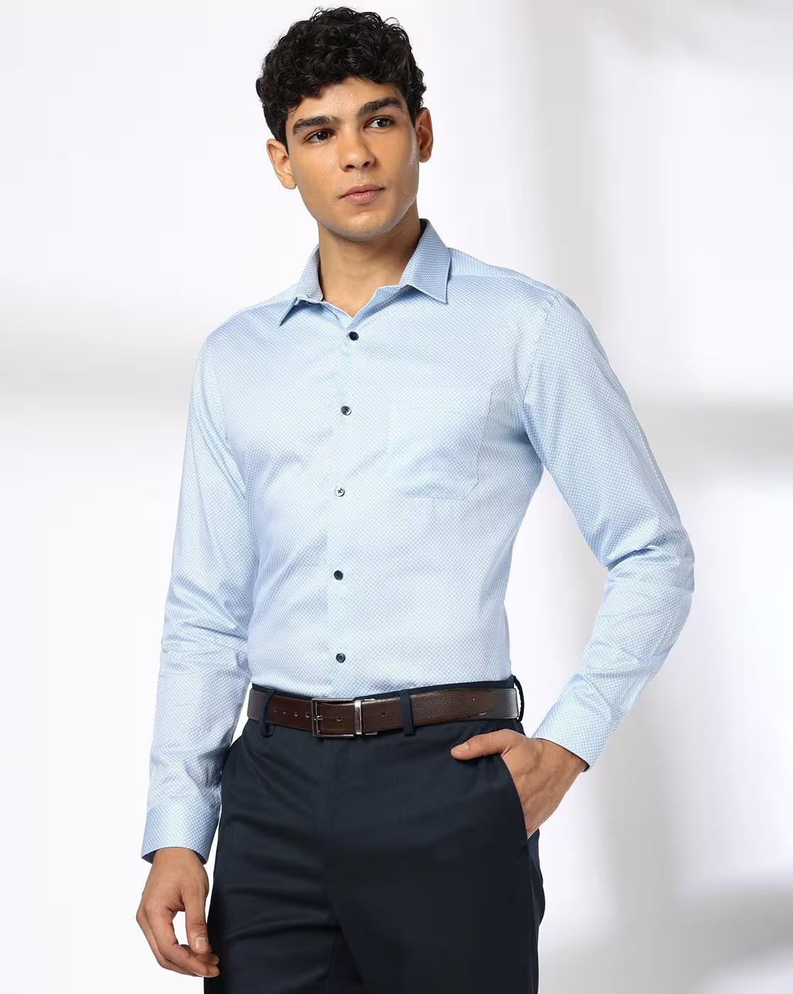 NETPLAY | Men Micro Print Slim Fit Shirt with Patch Pocket|0