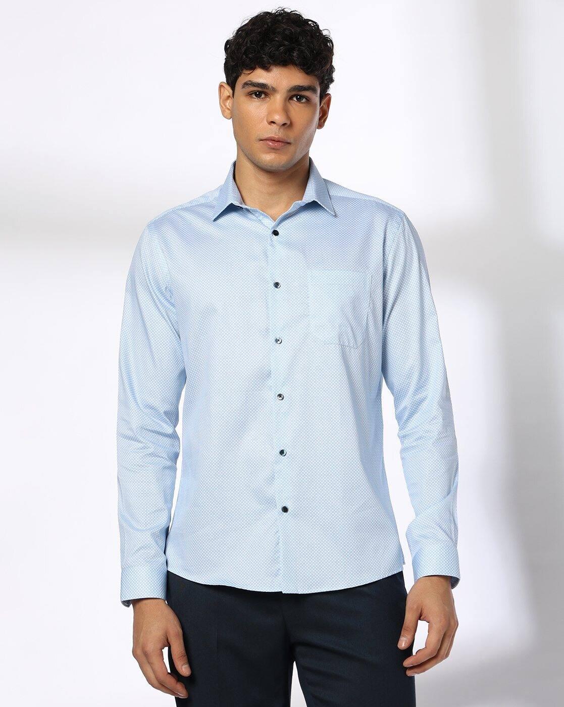 NETPLAY | Men Micro Print Slim Fit Shirt with Patch Pocket|3