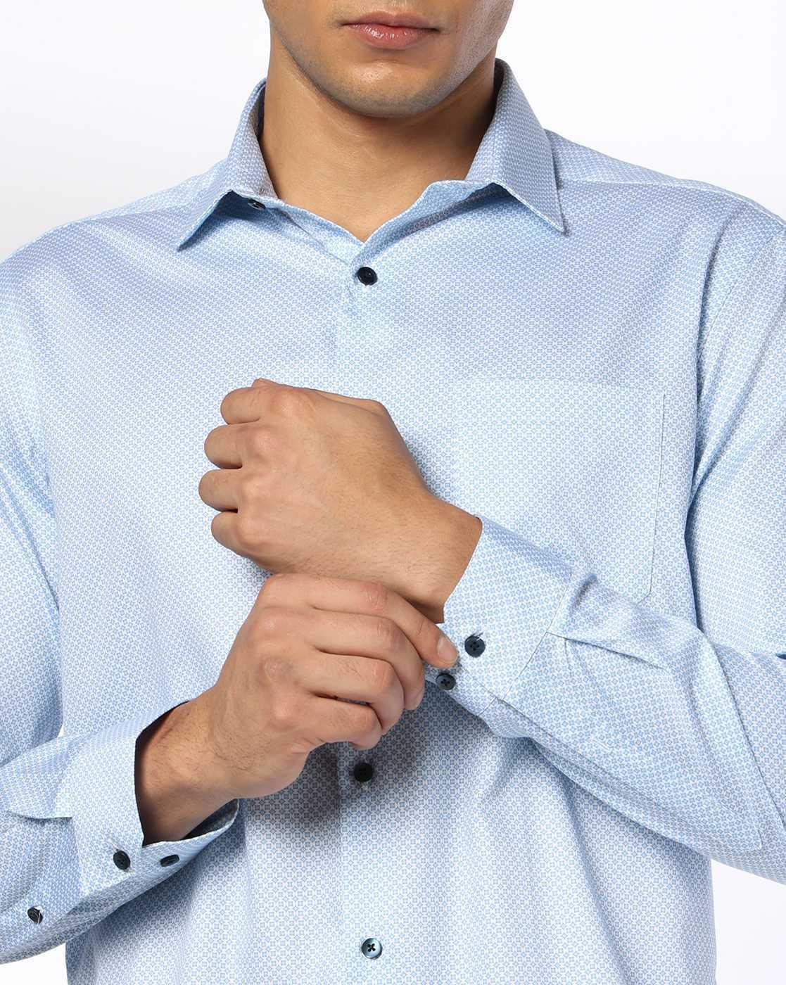 NETPLAY | Men Micro Print Slim Fit Shirt with Patch Pocket|4
