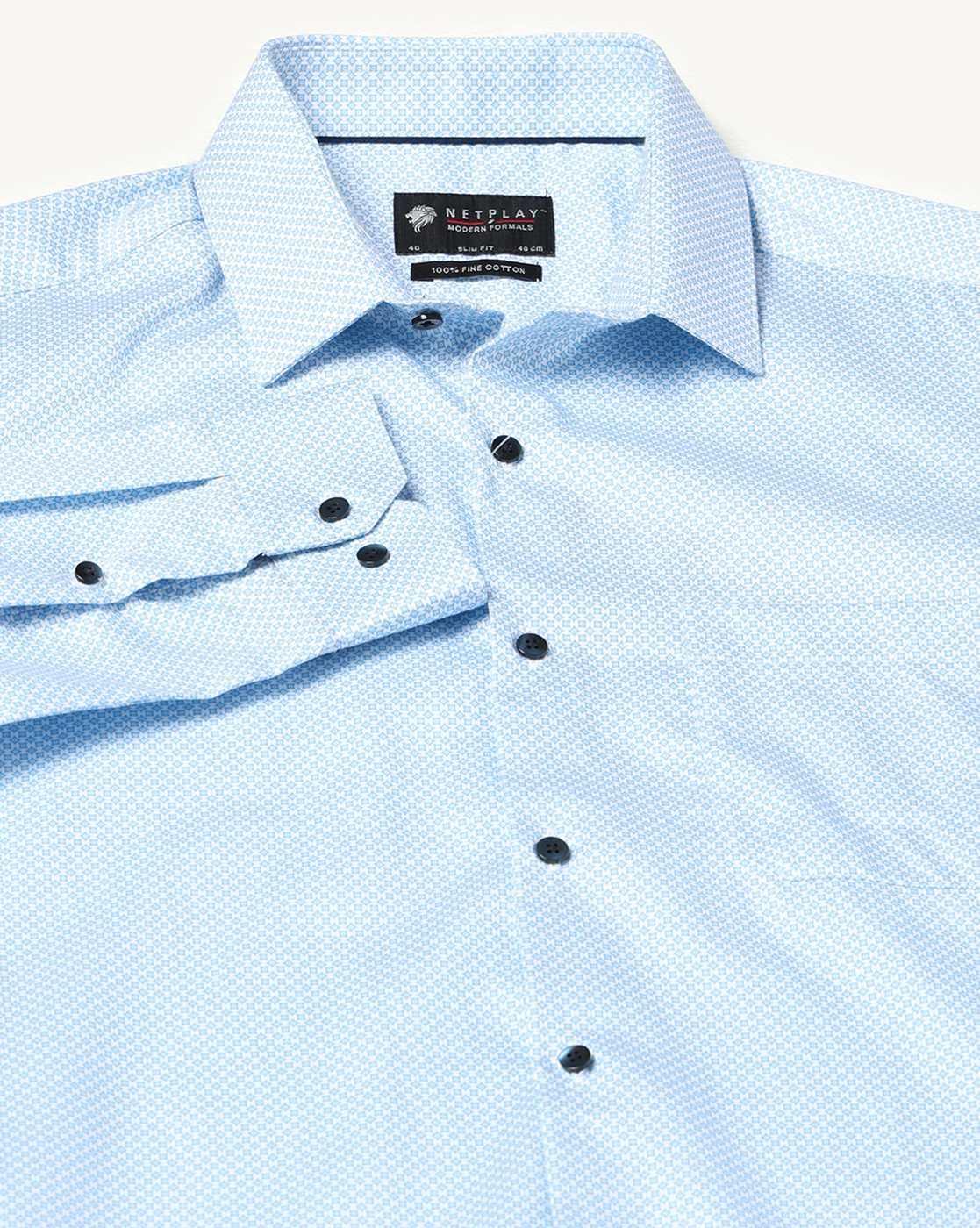 NETPLAY | Men Micro Print Slim Fit Shirt with Patch Pocket|5
