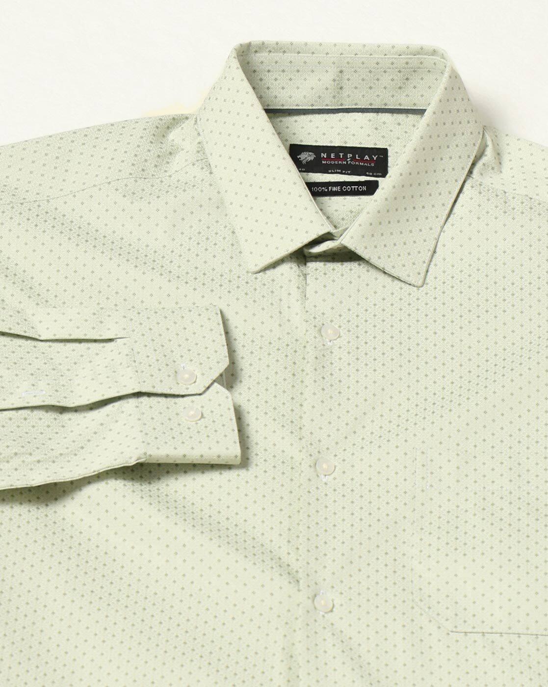 NETPLAY | Men Micro Print Slim Fit Shirt with Patch Pocket|5