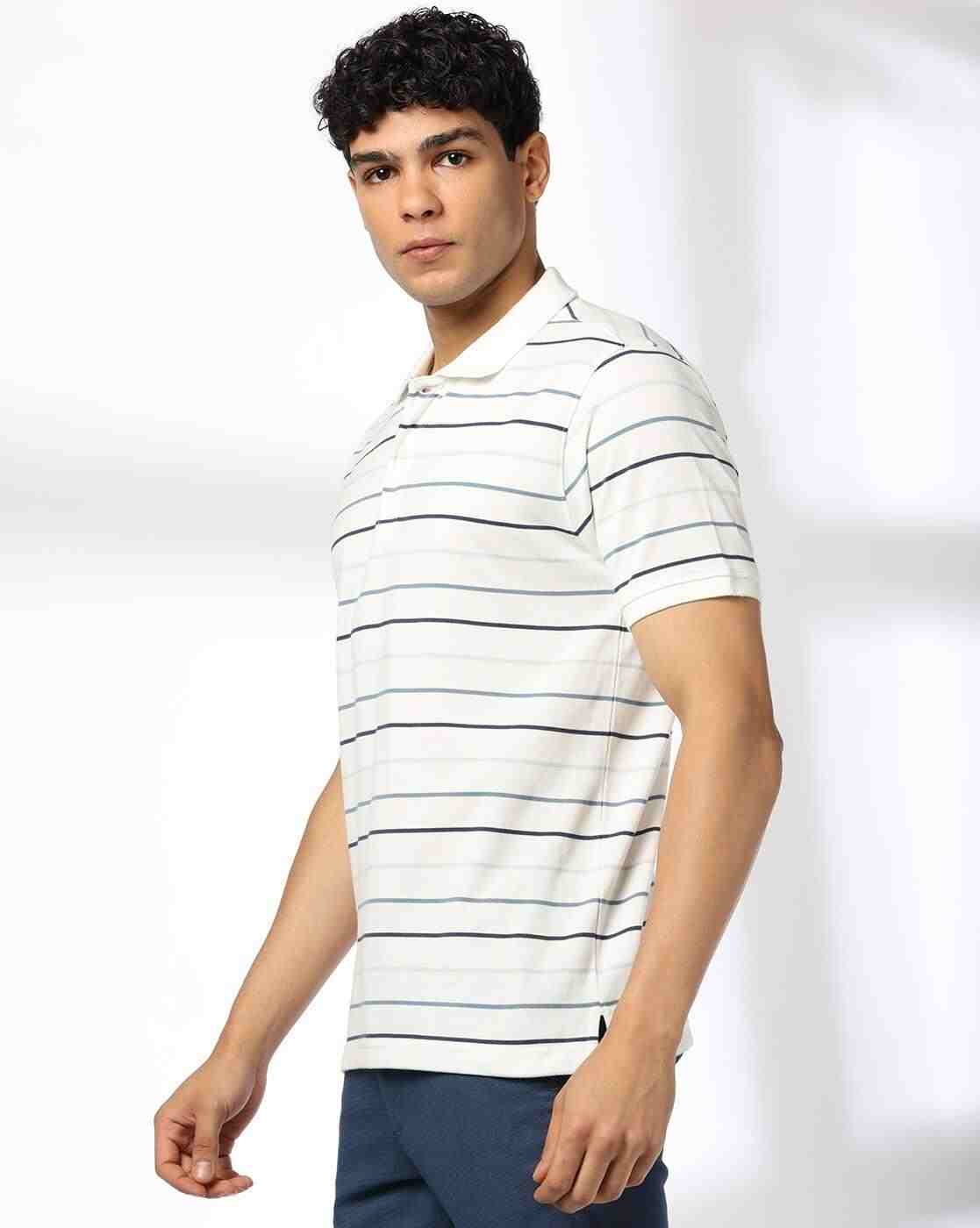 NETPLAY | Men Striped Slim Fit Polo T-Shirt|1