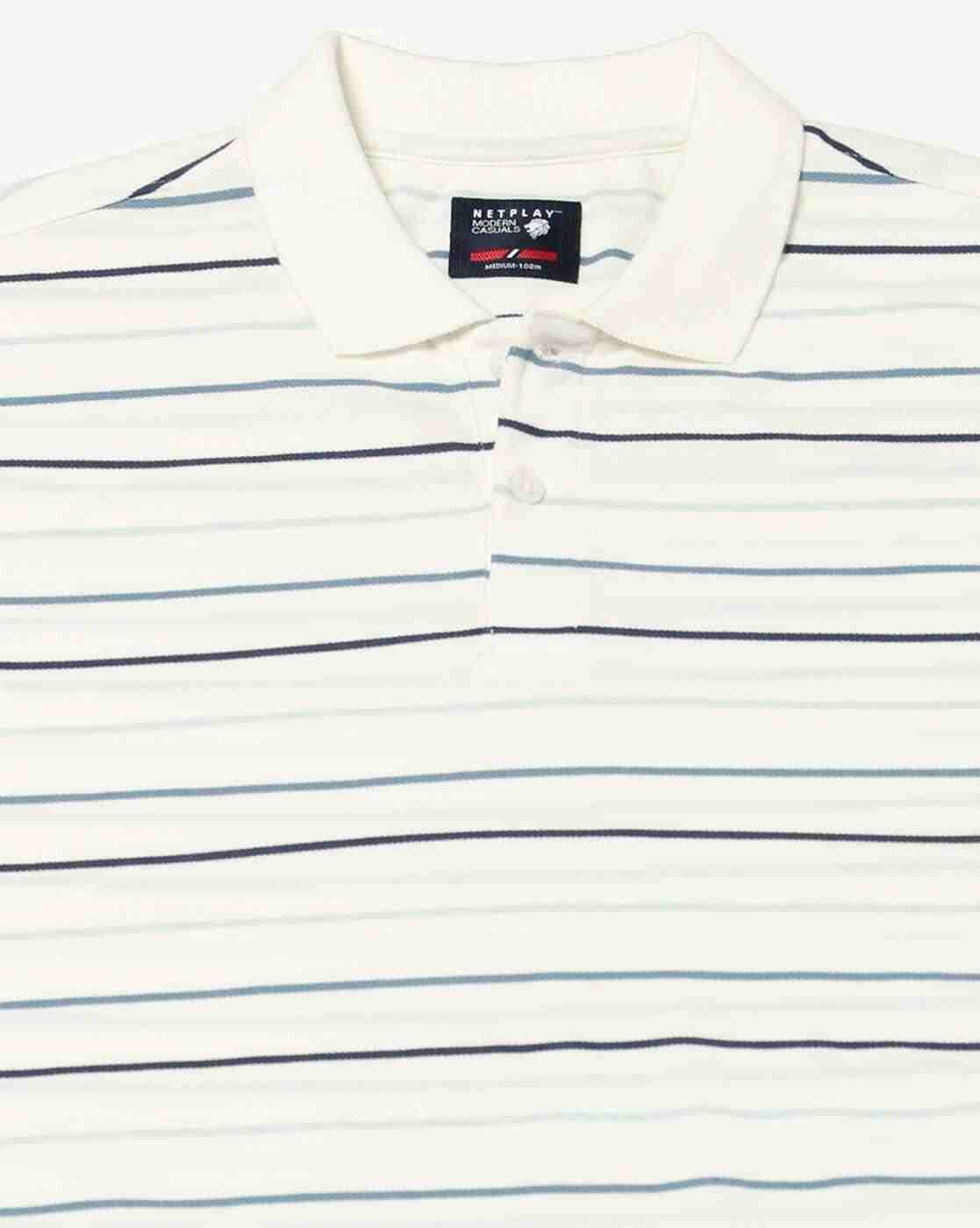 NETPLAY | Men Striped Slim Fit Polo T-Shirt|5