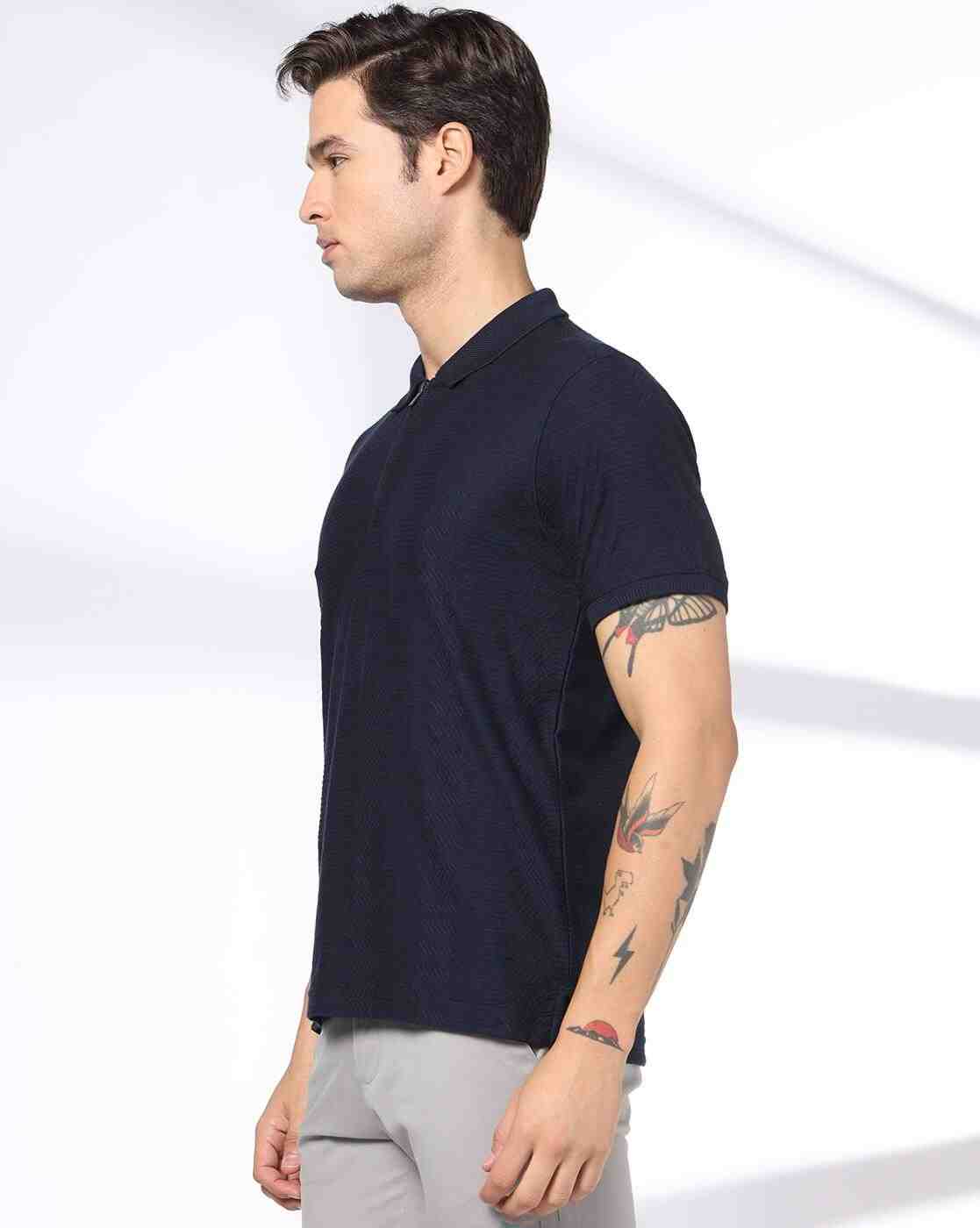 NETPLAY | Men Patterned Slim Fit Polo T-Shirt|1