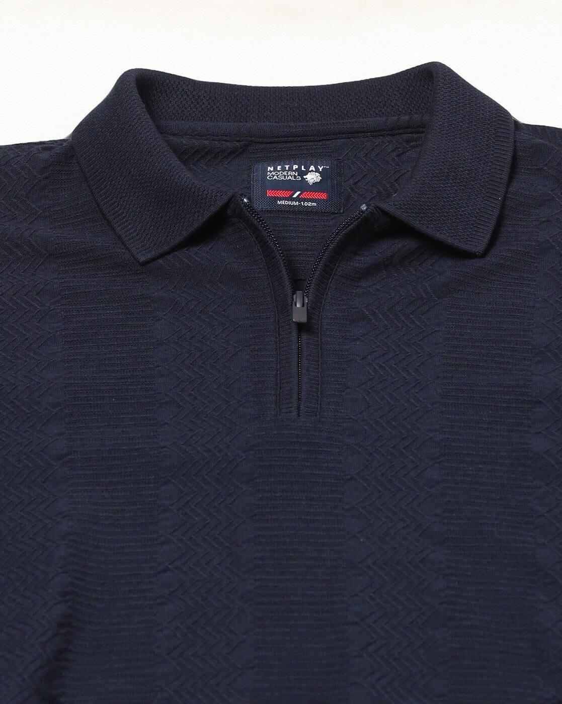 NETPLAY | Men Patterned Slim Fit Polo T-Shirt|4