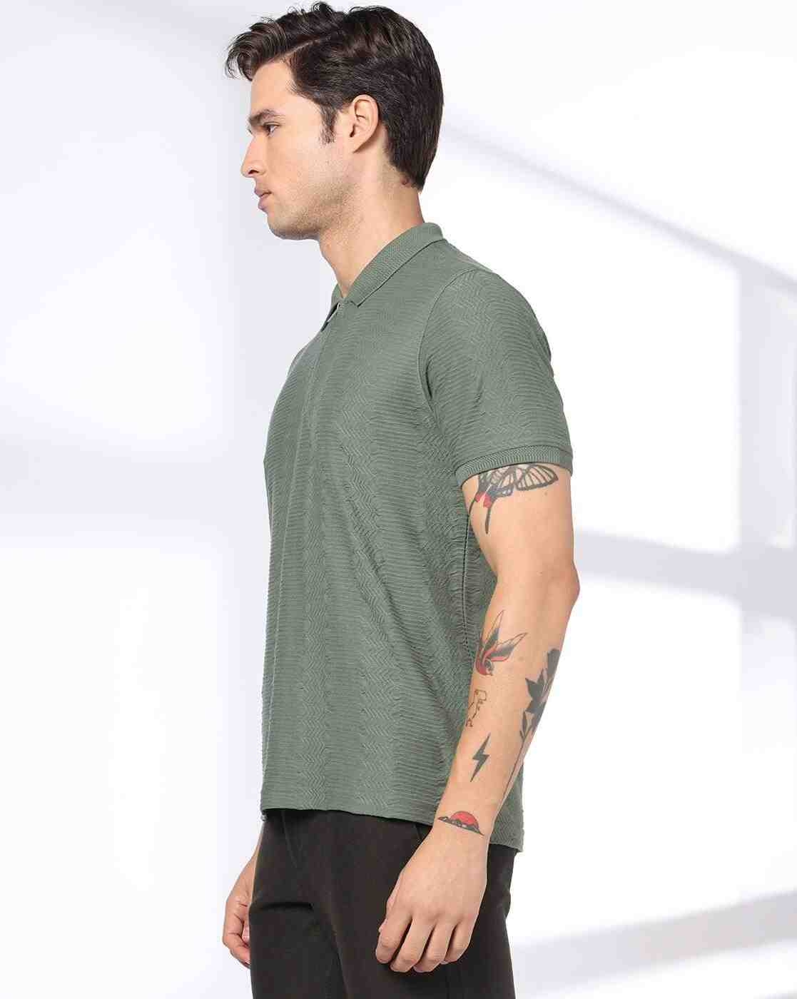 NETPLAY | Men Patterned Slim Fit Polo T-Shirt|1