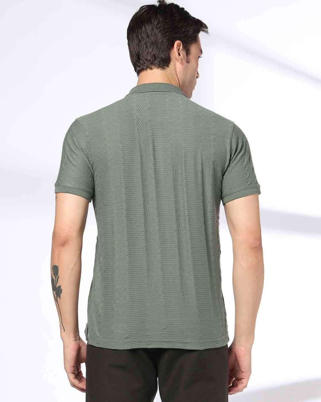 NETPLAY | Men Patterned Slim Fit Polo T-Shirt|2