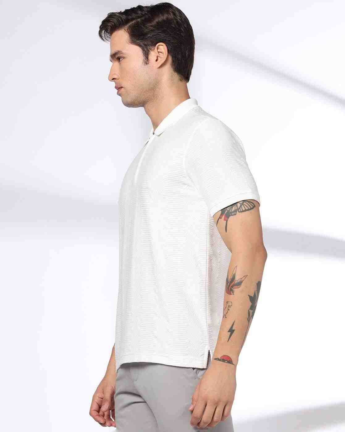 NETPLAY | Men Patterned Slim Fit Polo T-Shirt|1