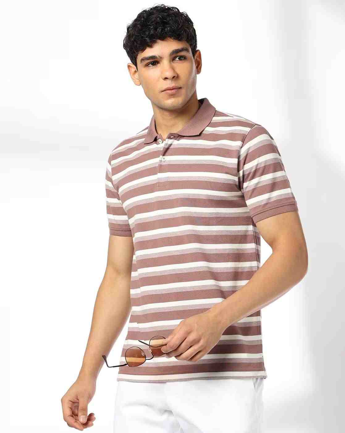 NETPLAY | Men Striped Slim Fit Polo T-Shirt|0
