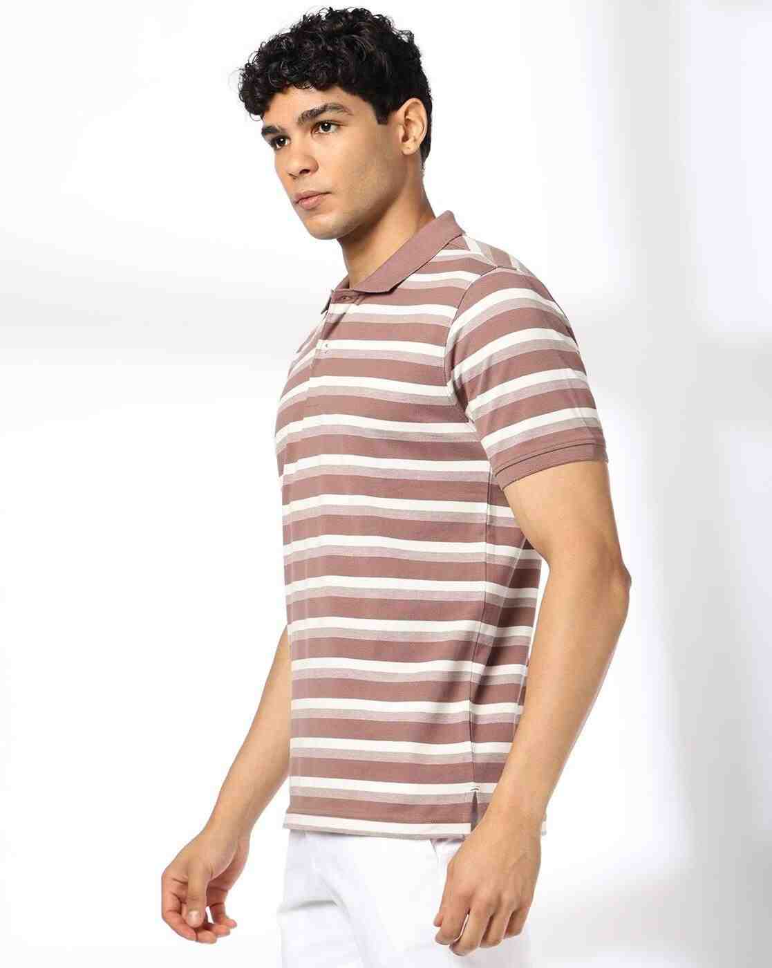 NETPLAY | Men Striped Slim Fit Polo T-Shirt|1