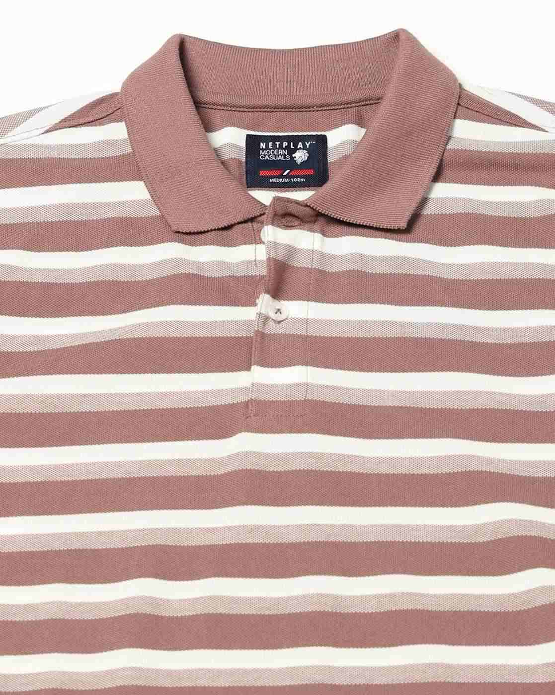 NETPLAY | Men Striped Slim Fit Polo T-Shirt|5