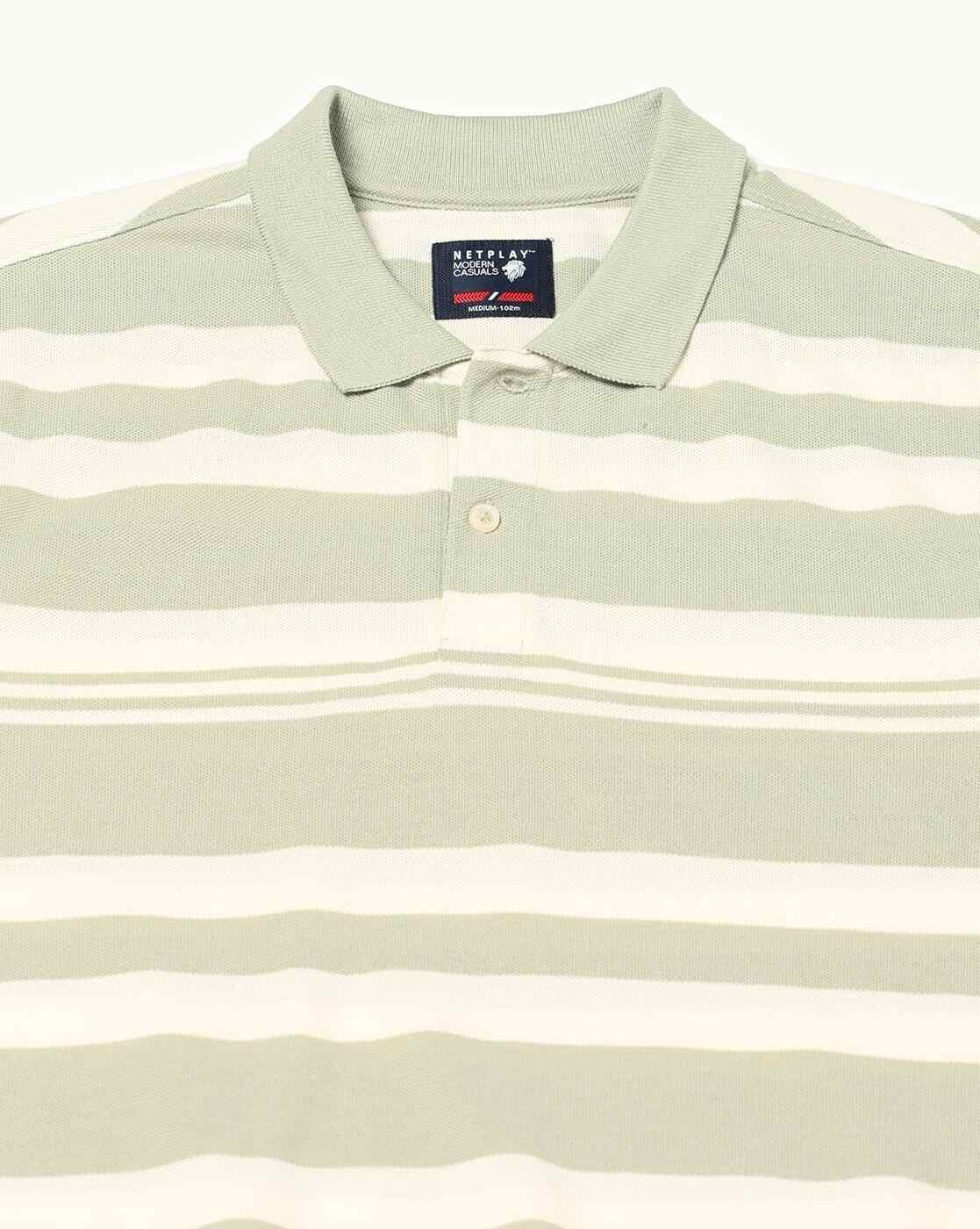 NETPLAY | Men Striped Slim Fit Polo T-Shirt|4