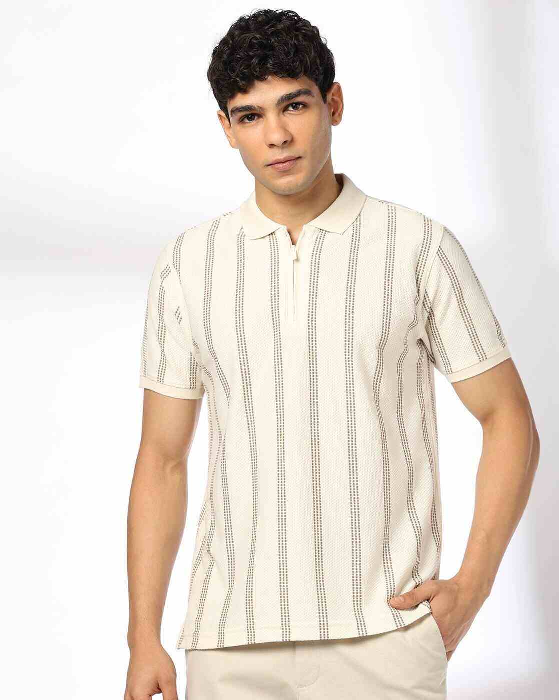 NETPLAY | Men Striped Slim Fit Polo T-Shirt|0