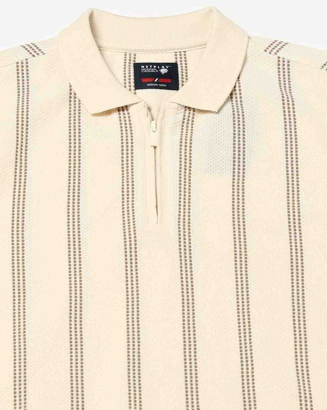 NETPLAY | Men Striped Slim Fit Polo T-Shirt|4