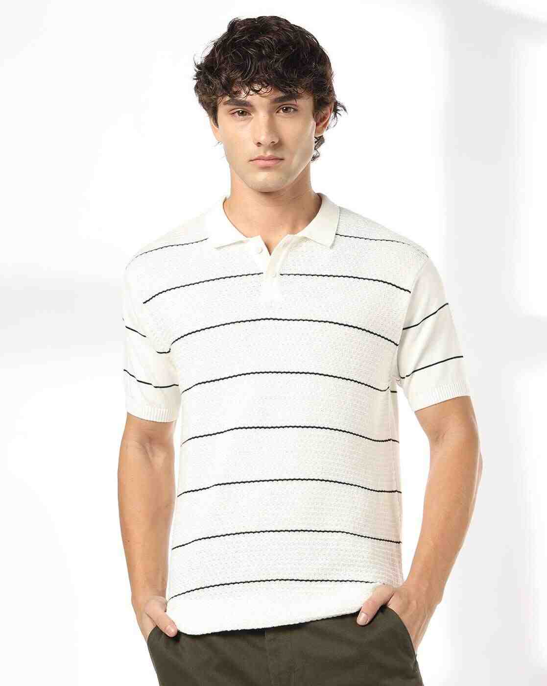 NETPLAY | Men Striped Slim Fit Polo T-Shirt|0