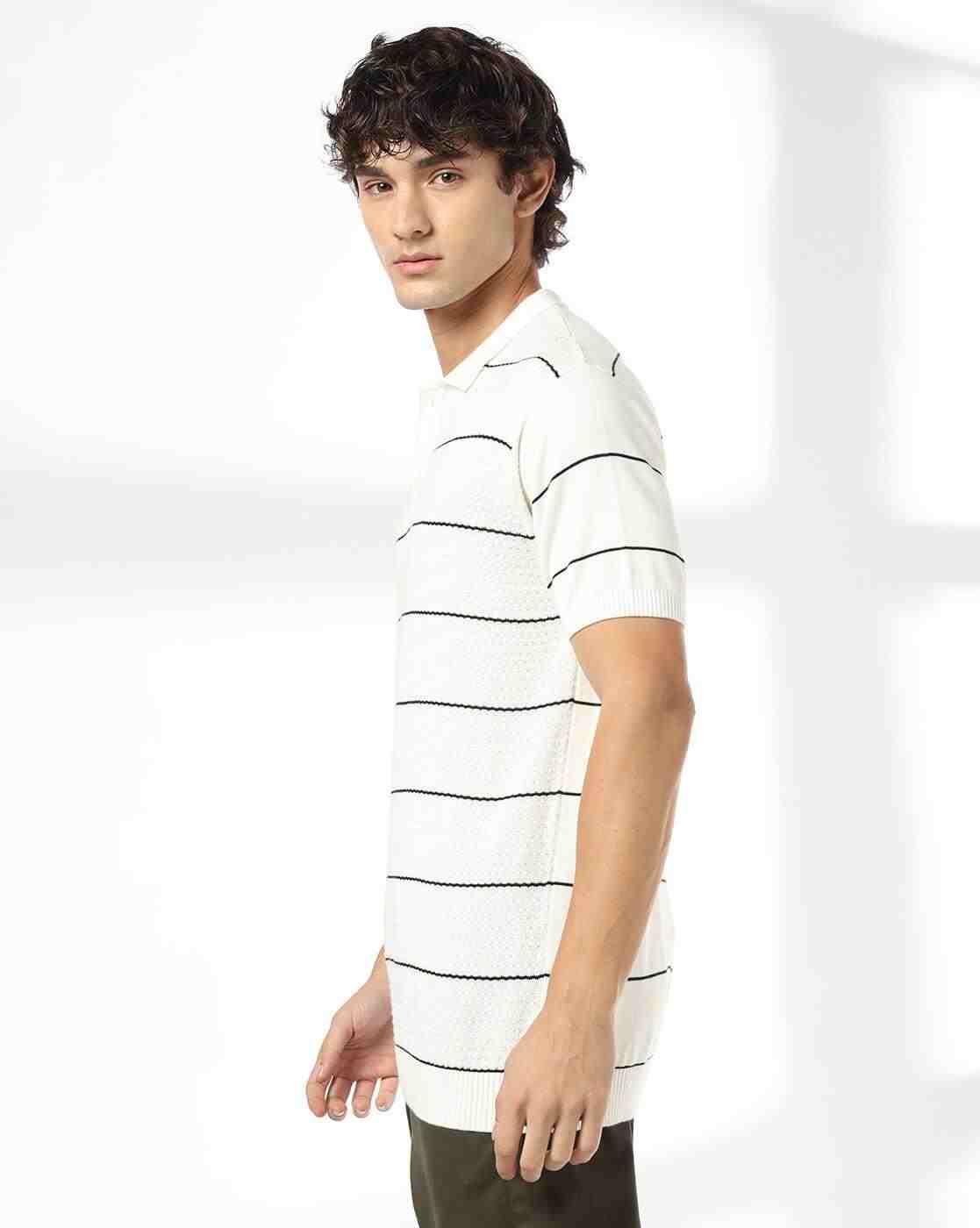 NETPLAY | Men Striped Slim Fit Polo T-Shirt|1