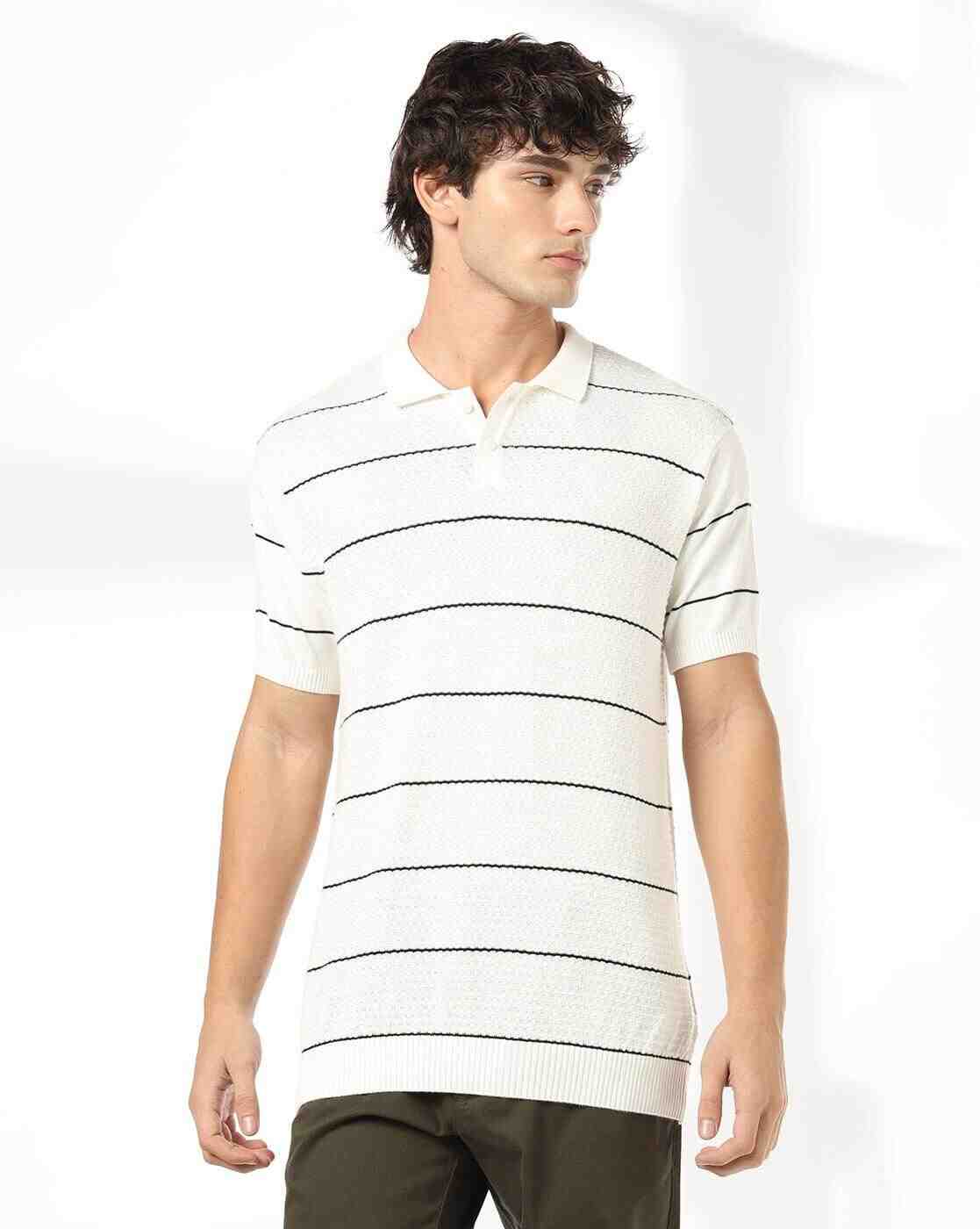 NETPLAY | Men Striped Slim Fit Polo T-Shirt|3
