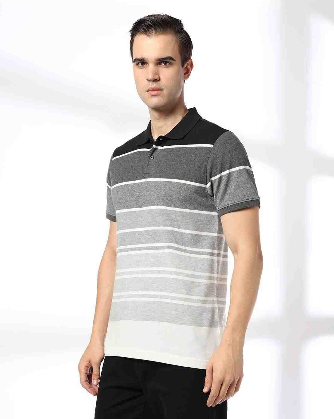 NETPLAY | Men Striped Slim Fit Polo T-Shirt|1