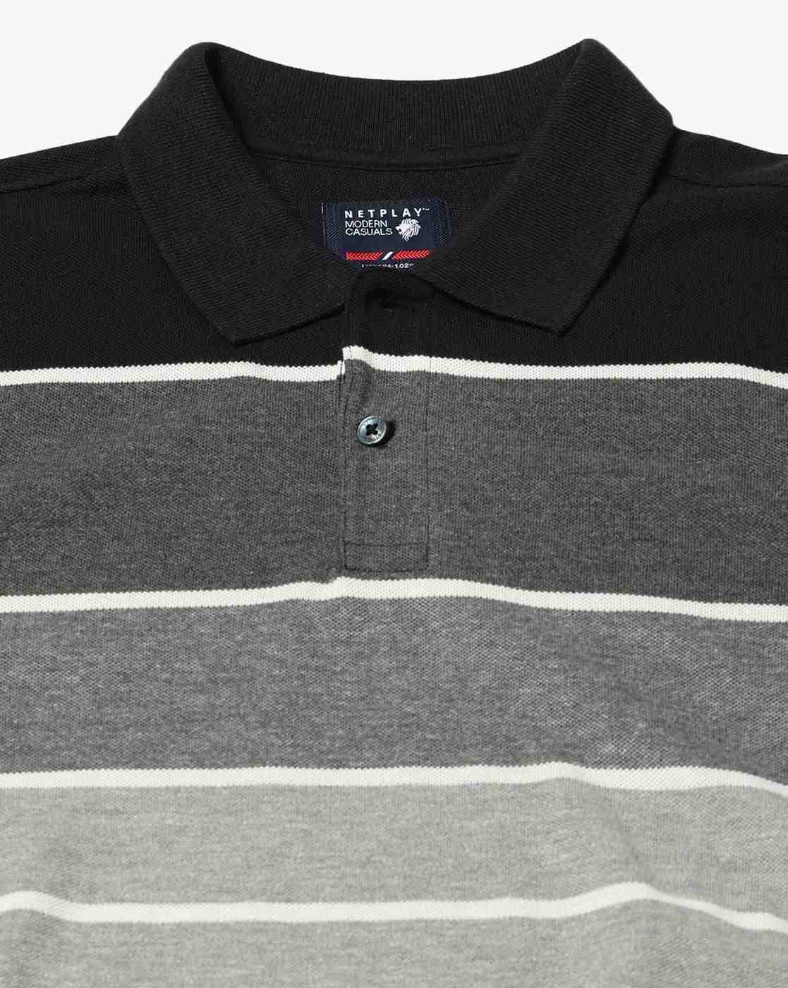 NETPLAY | Men Striped Slim Fit Polo T-Shirt|4