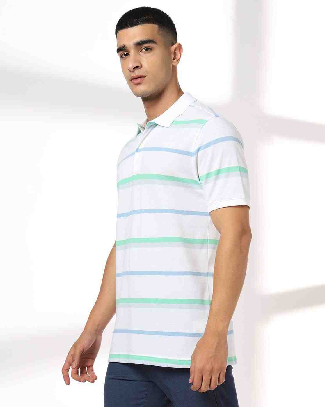 NETPLAY | Men Striped Slim Fit Polo T-Shirt|1