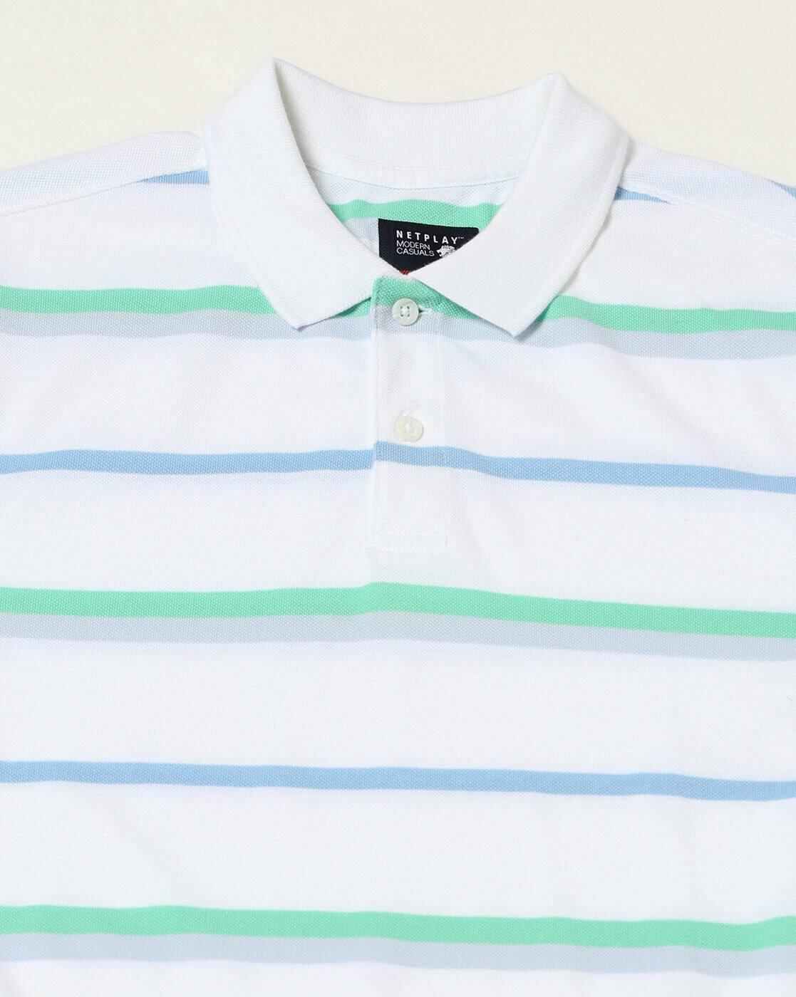 NETPLAY | Men Striped Slim Fit Polo T-Shirt|4