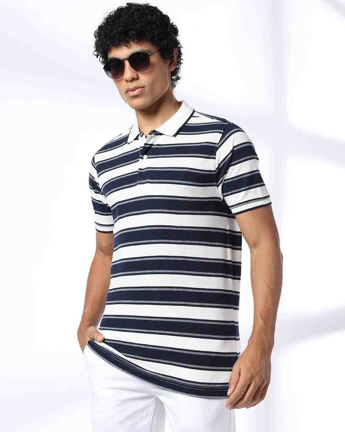 NETPLAY | Men Striped Slim Fit Polo T-Shirt|0