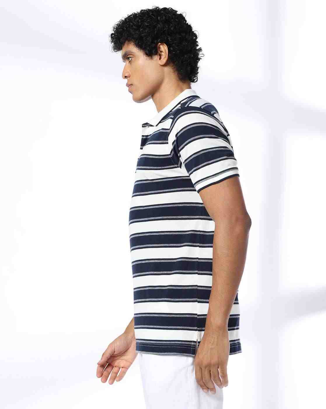 NETPLAY | Men Striped Slim Fit Polo T-Shirt|1