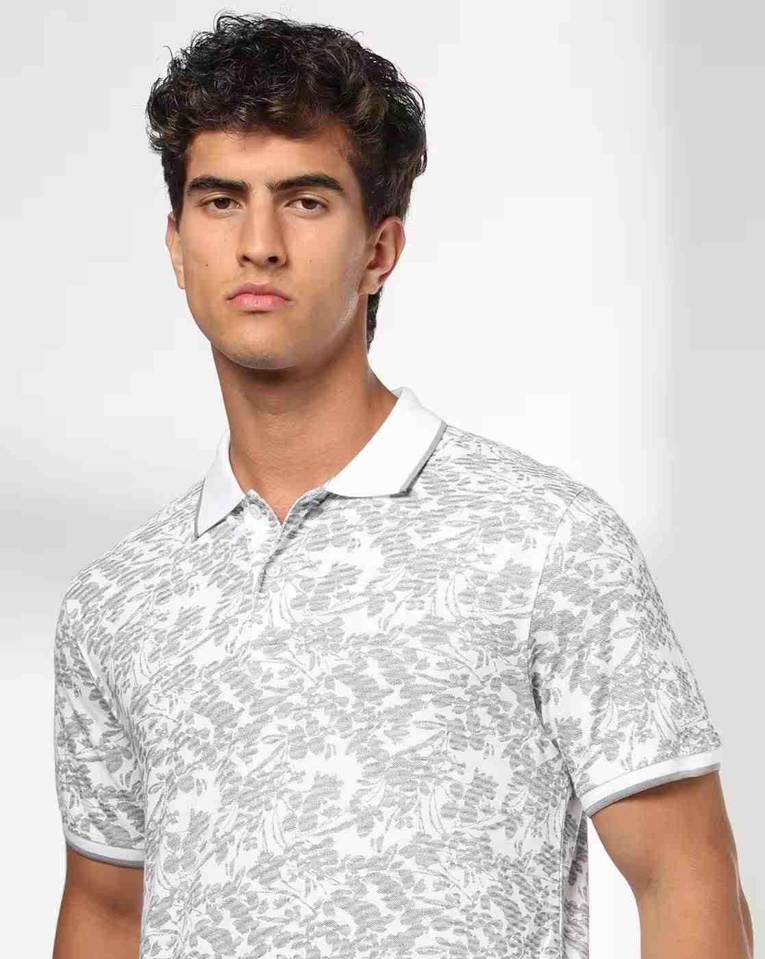 Men All-Over Print Slim Fit Polo T-Shirt