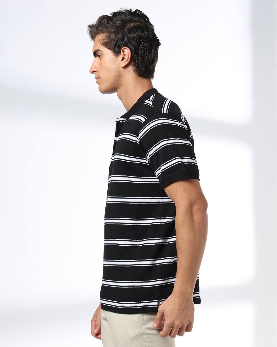 NETPLAY | Men Striped Slim Fit Polo T-Shirt|1